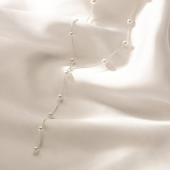 ⚡Pearl Necklace for Women 14K Gold plated White Silver plated Dainty accessories - Picture 6 of 7